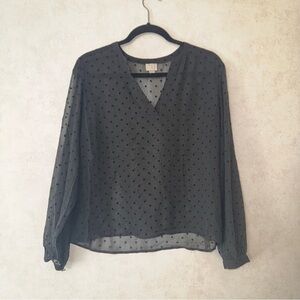 a new day Black Sheer Blouse